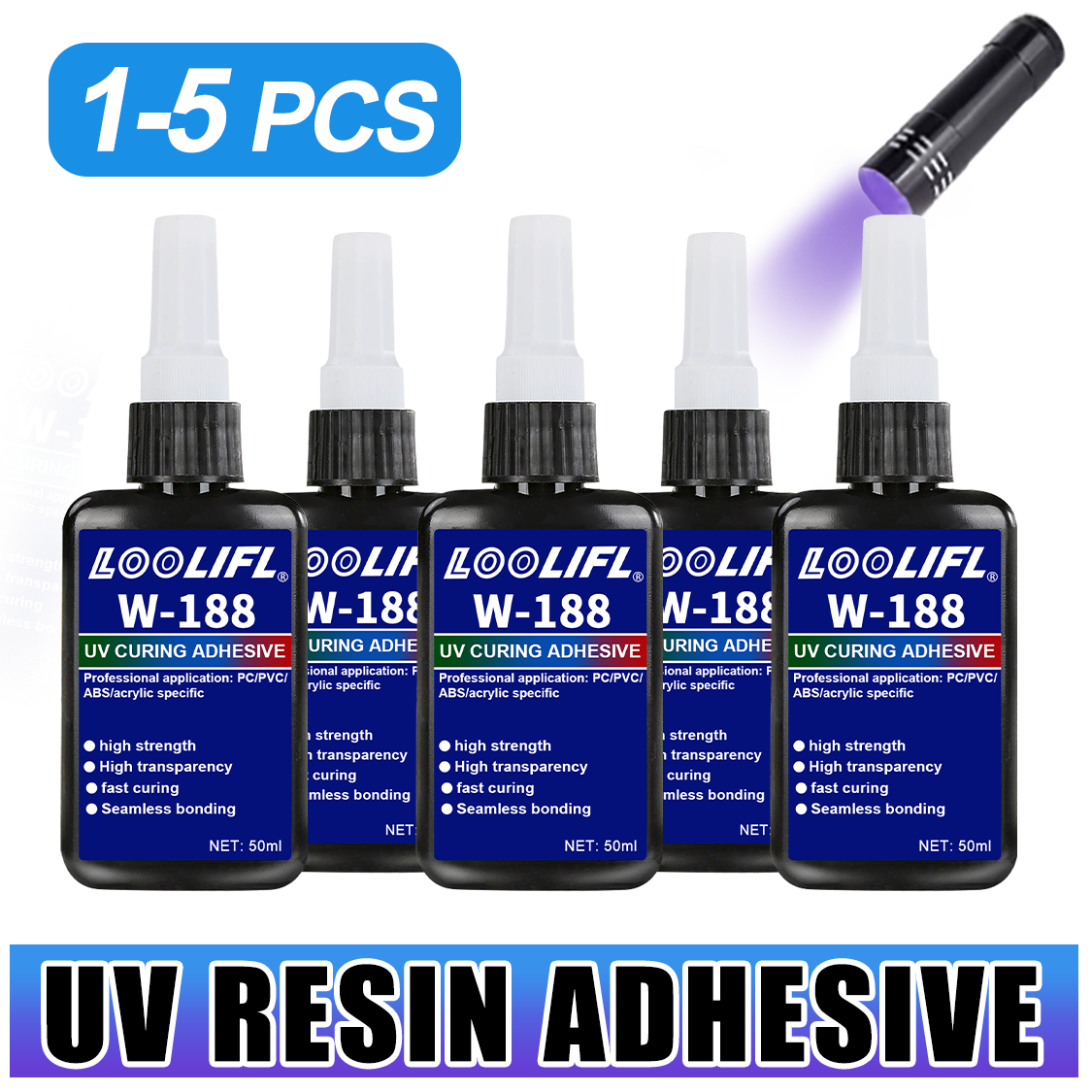 Resin Curing Station - LOOLIFL 188 Mocny klej UV 50ml,