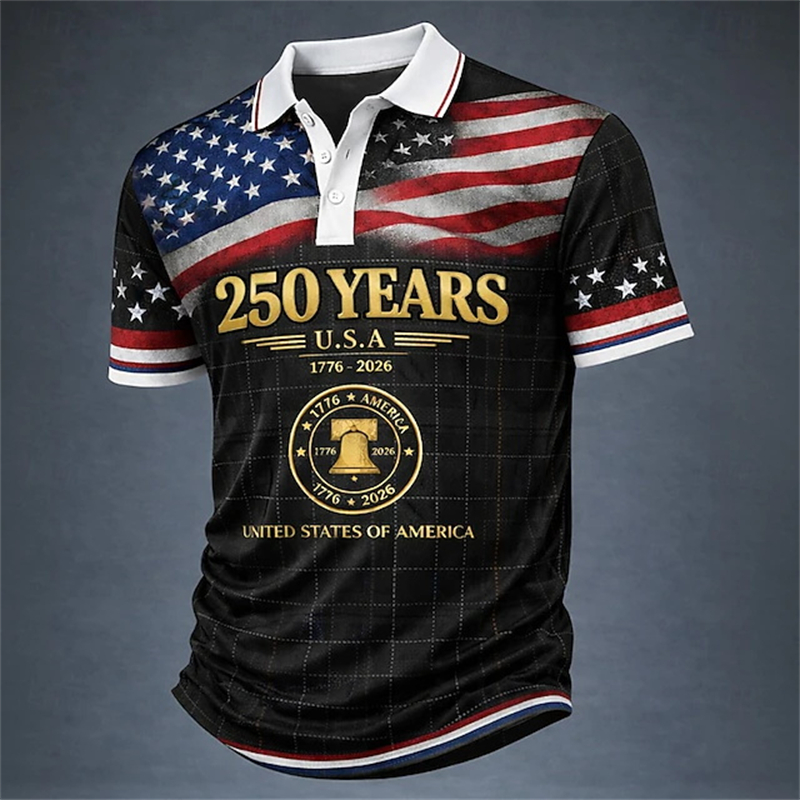 Koszulka polo męska z krótkim  – 3D Printing Usa recenzja i cena