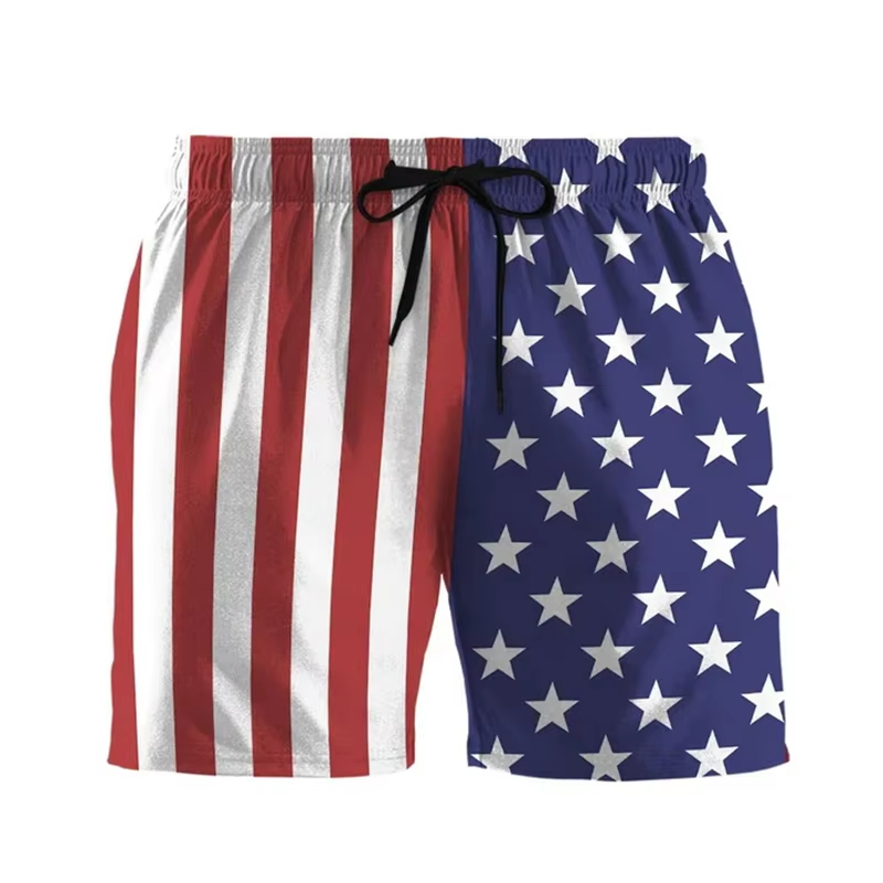 Męskie szorty plażowe z flagą  – 3D Printing Usa recenzja i cena